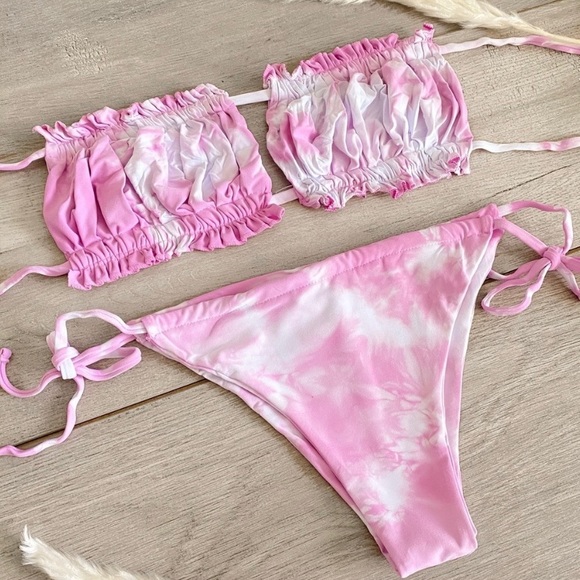 Pink Tie Dye Two Piece Bathing Suit Set (NWT) - Picture 1 of 1